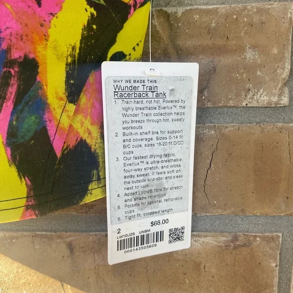 Lululemon Wunder Train Long Line Racerback Tank Top Undertone Black Multi ~ 2 - Picture 8 of 11